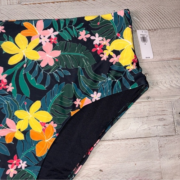Old Navy Women's Size 3X Black Tropical High-Rise Classic Bikini Swim Bottom - Picture 3 of 13